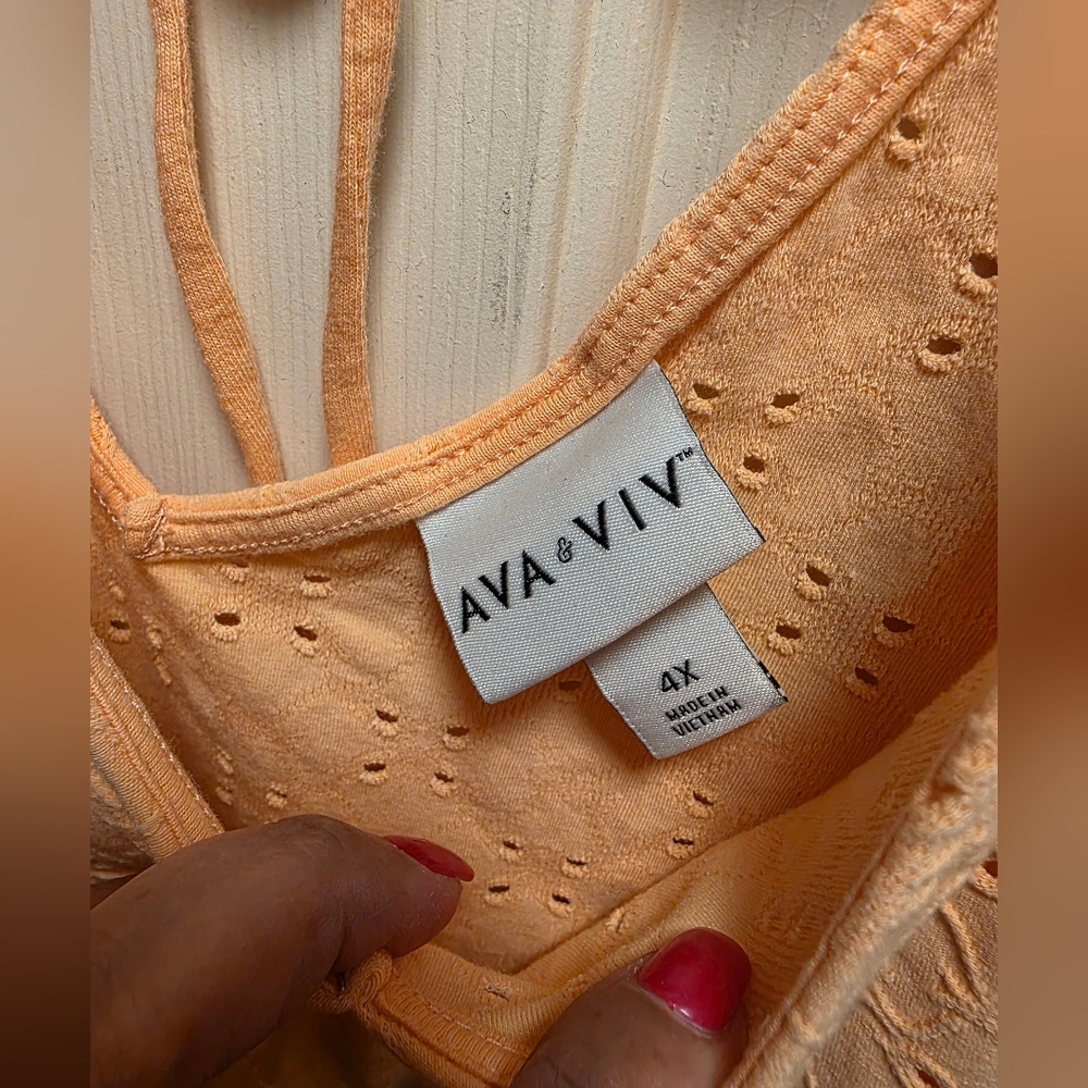 Ava & Viv Peach Eyelet Shirt Size 4x - Picture 4 of 6